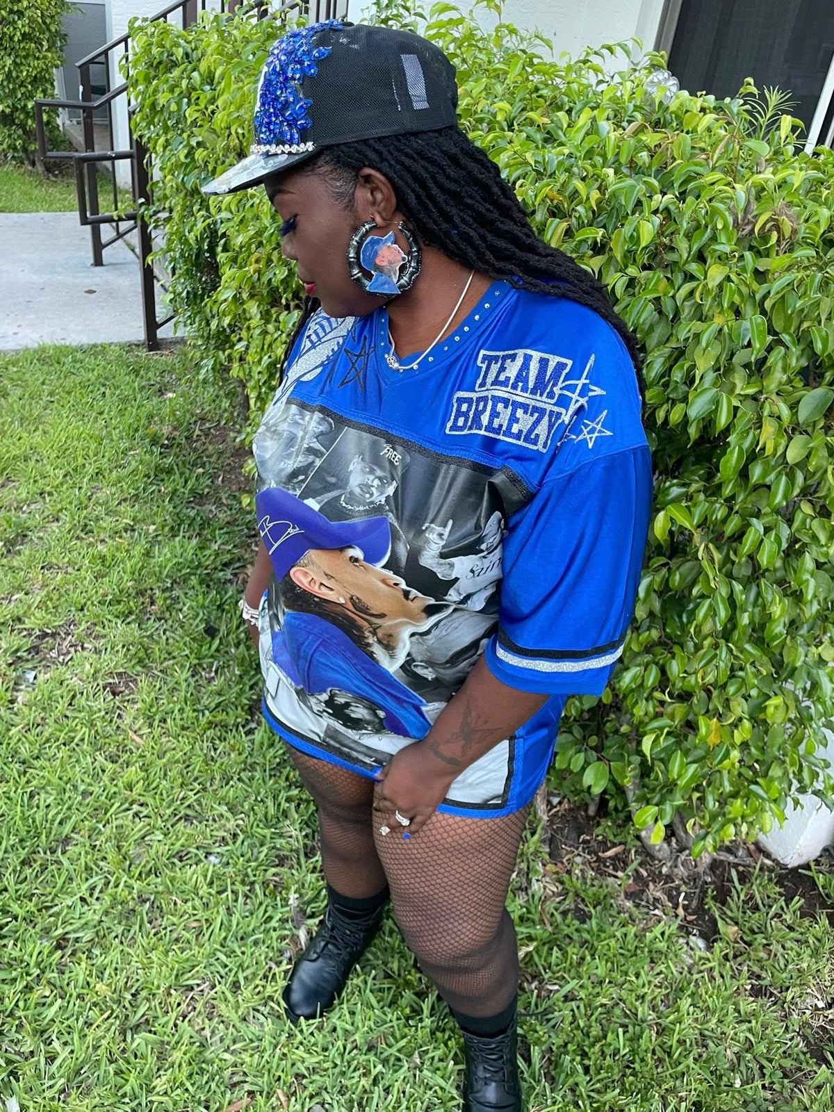 BREEZY BOWL GLITTER JERSEY- BLUE